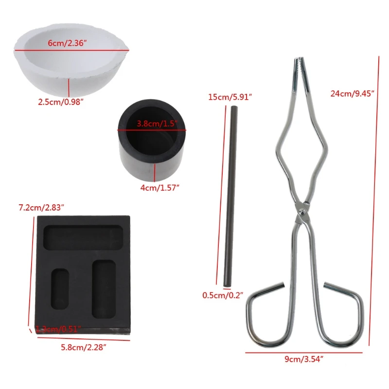 

6Pc Graphite Crucible Set Ingot Mold High Purity Graphite Torch Melting Casting for Non-Ferrous Metal Gold Silver Copper