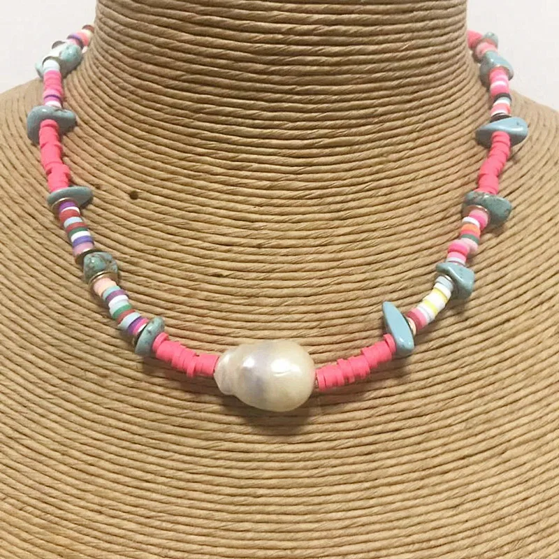 Женское Ожерелье в богемном стиле с жемчужной подвеской чокер из нержавеющей