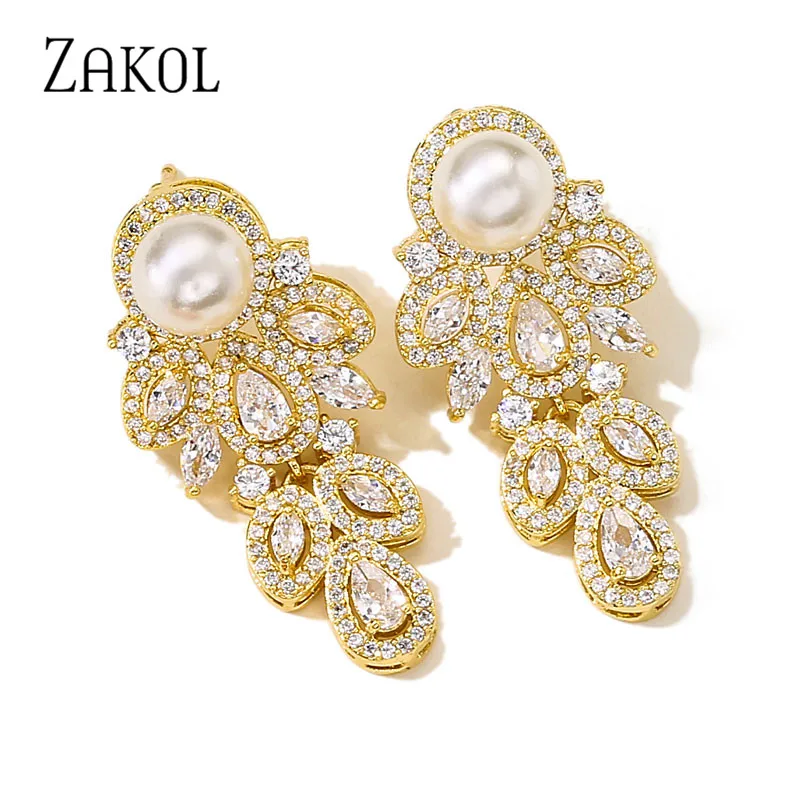 ZAKOL новые модные серьги с австрийским фианитом и кристаллами для женщин мам