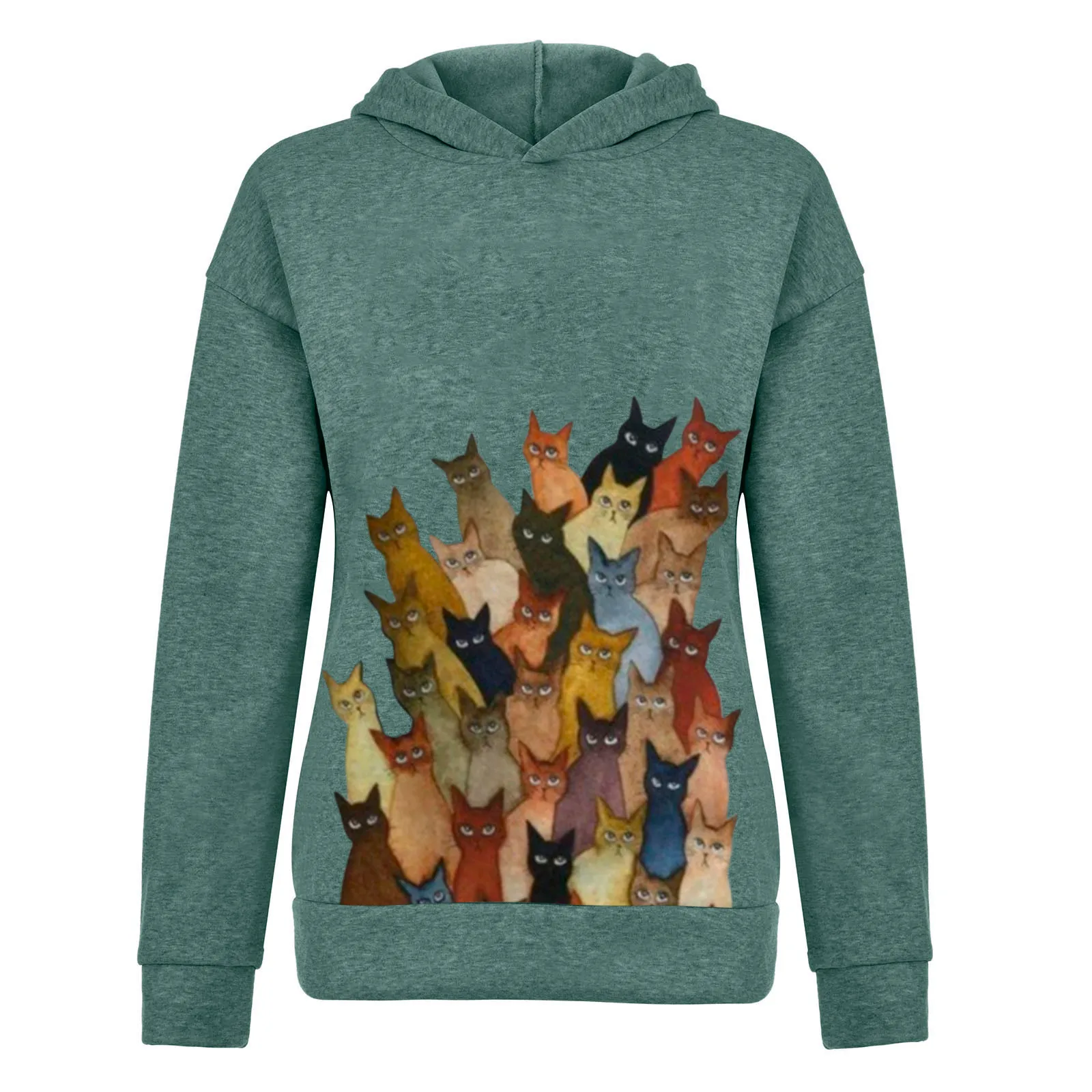 

Women's Autumn New Cat Printing Loose Hooded Printed Sweatshirt Women Ropa De Mujer 2020 Anime Hoodie Sudaderas Mujer Clothes