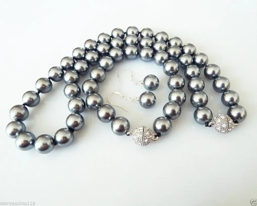 Бесплатная доставка&gt оптовая продажа 10 мм серый натуральный жемчуг модный