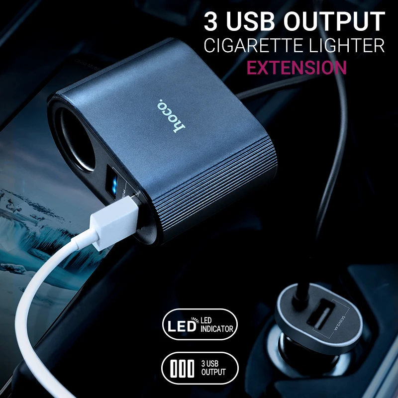 hoco автомобильное зарядное устройство 3 USB Type C PD QC3.0 AFC FCP быстрая зарядка