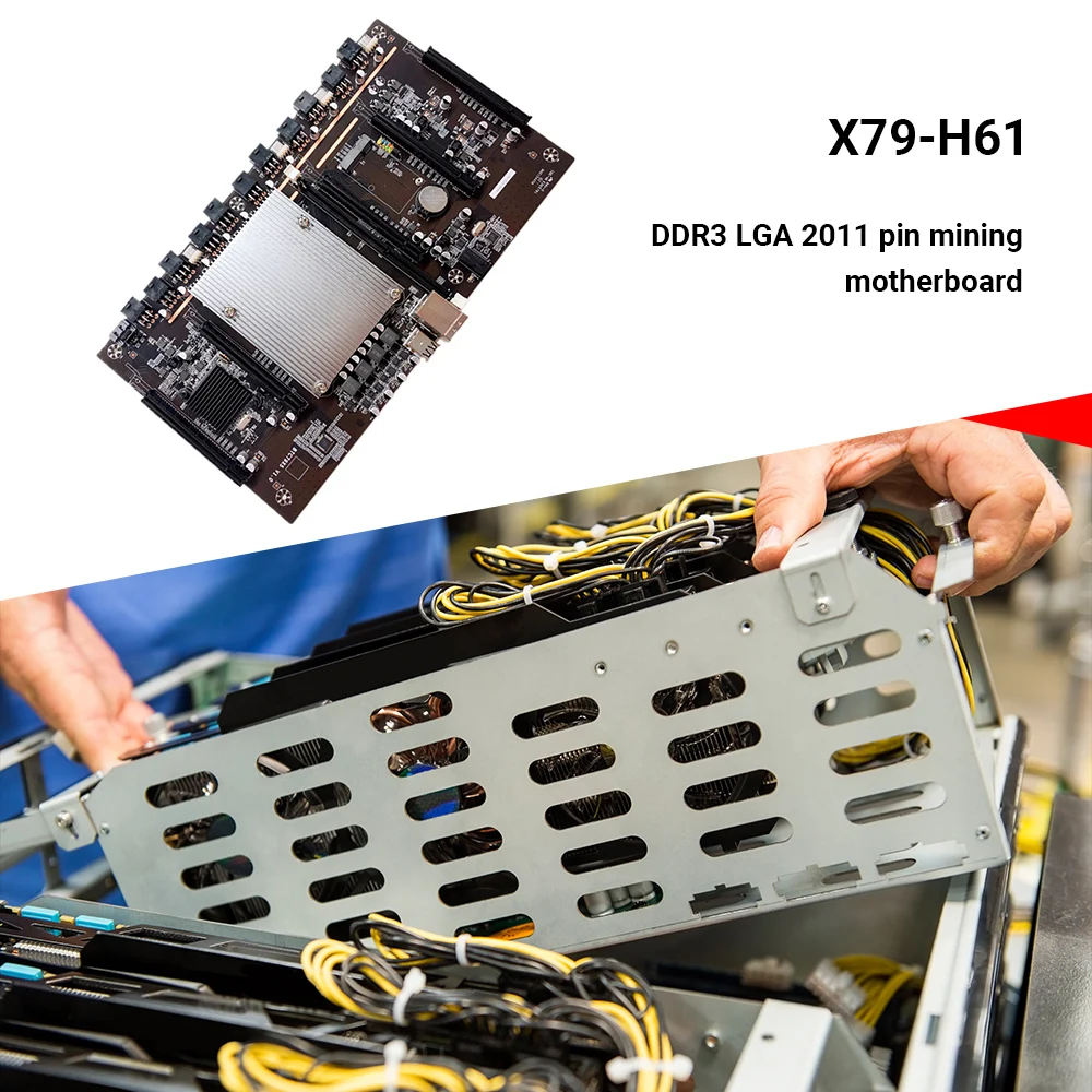 

X79-H61 LGA 2011 Mining Motherboard CPU Socket 5 PCIe PCI-E Express 3.0 X8 Slots DDR3 Memory Slot For Mining Support 3060 GPU