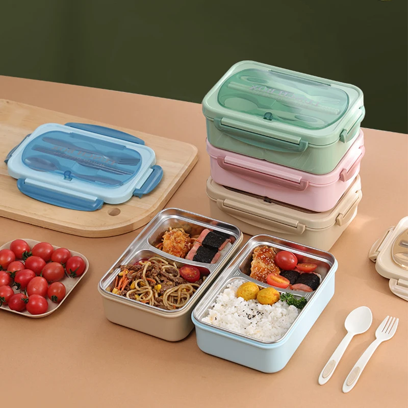 

Портативный изолированный Ланч-бокс, пищевой контейнер, герметичный с отсеком, Ланч-бокс для студентов, контейнер для столовых приборов с п...