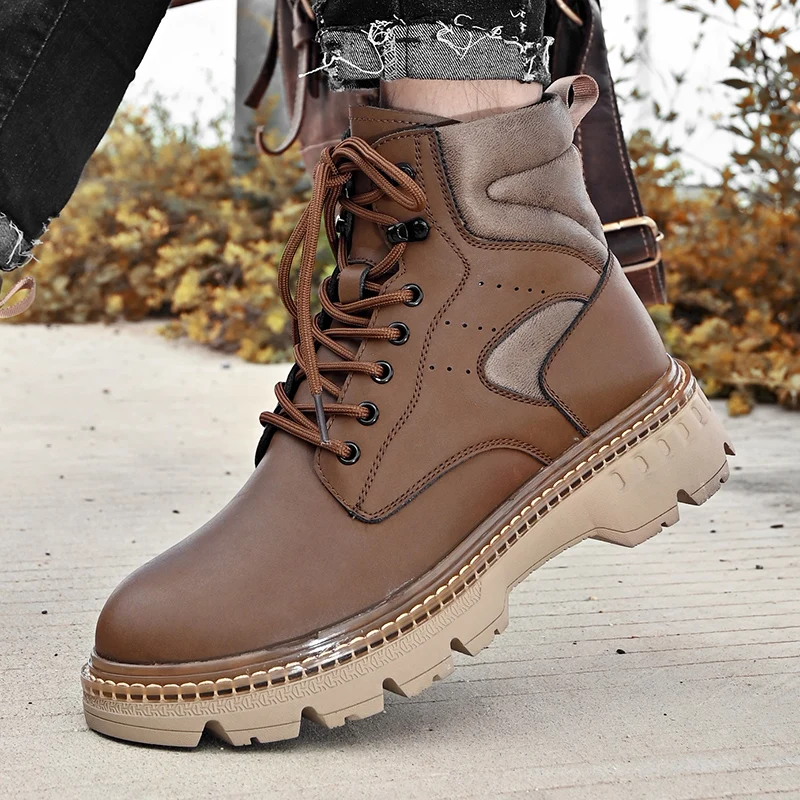 Ботинки мужские из натуральной кожи водонепроницаемая Рабочая и безопасная