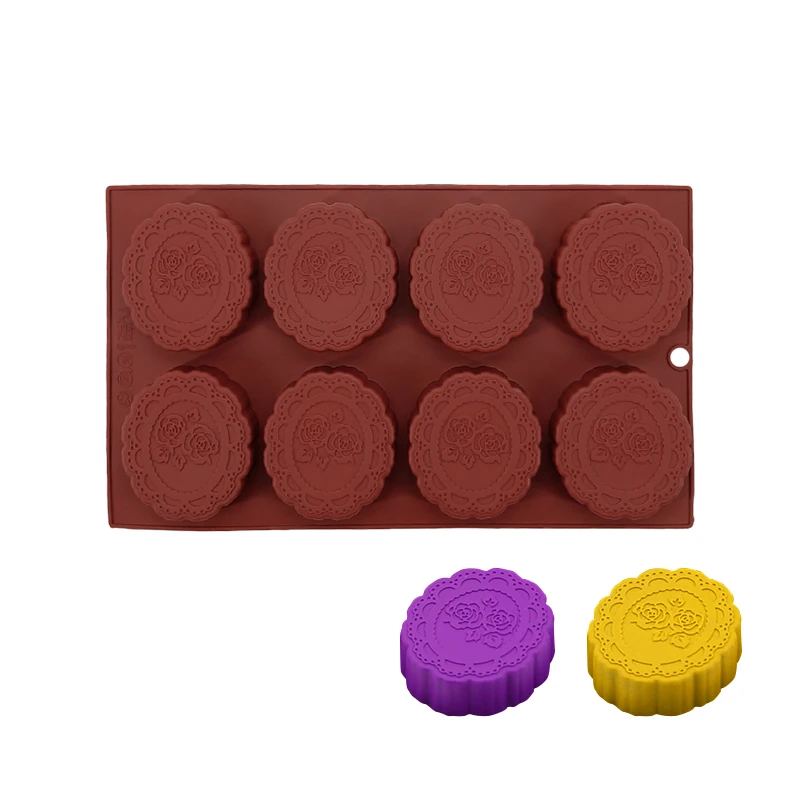 8 отверстий круглая форма силиконовая выпечки Роза шаблон луна торт формы DIY желе
