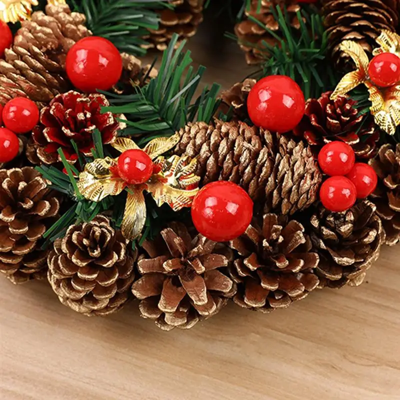 Рождественский венок ручной работы из ротанга 27 см искусственный сосны красная