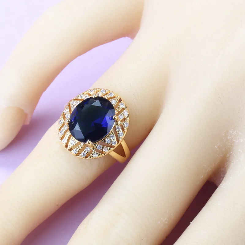 AAA + качество синий циркон золотой цвет Африканский набор украшений для женщин