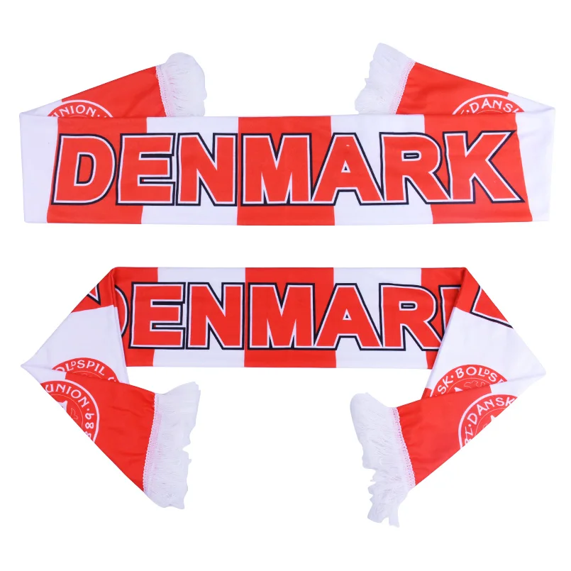 

Denmark National Flag World Cup 32 Teams Countries Theme Soccer Fans Scarf Polyester Football Cheerleader Fans Scarf Souvenir