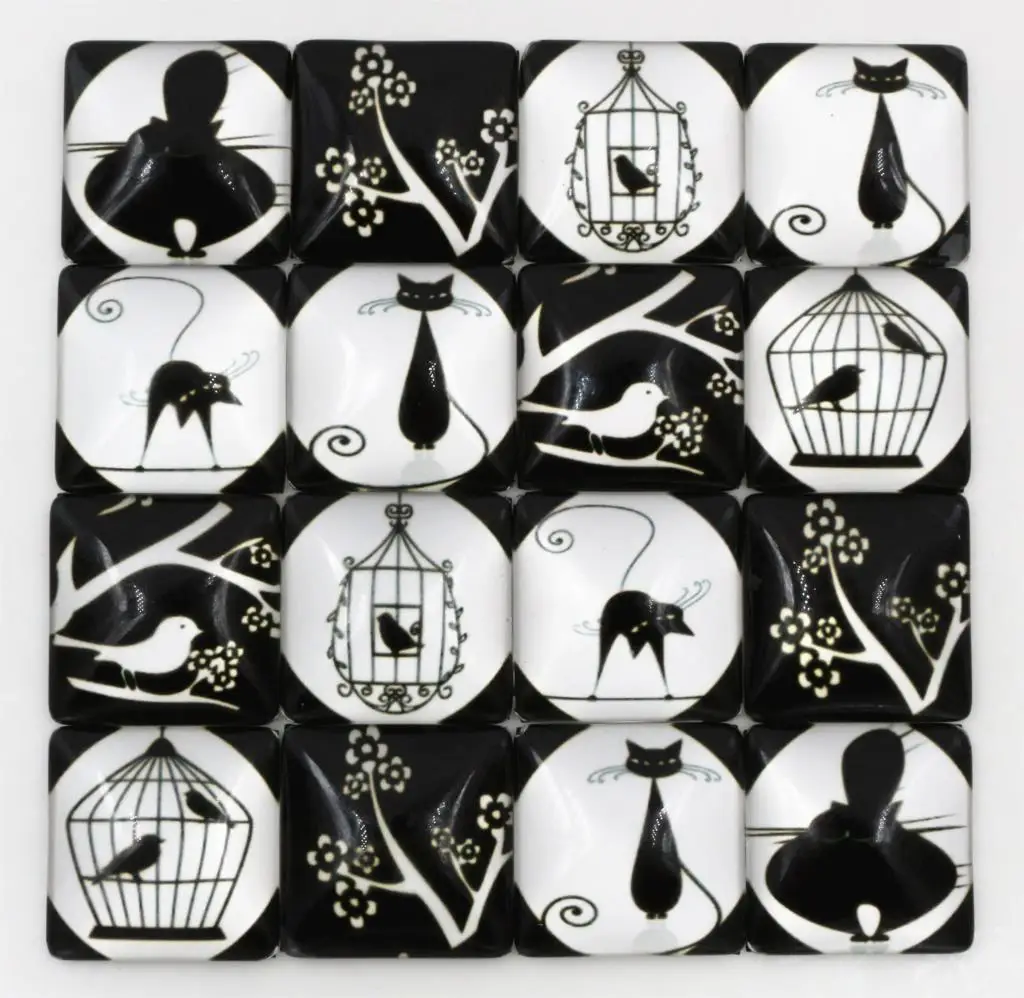 

8pcs 25mm Mixed Handmade Photo Square Glass Cabochons (I5-38)