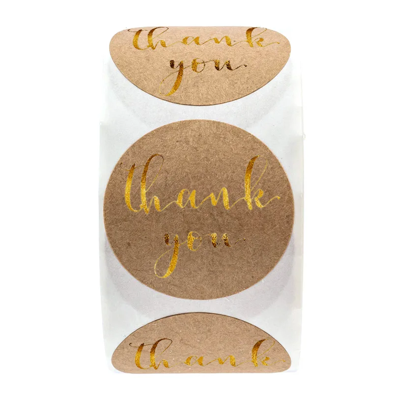 

50-500pcs/lot Vintage"Thank you" Round Kraft paper Seal sticker For handmade products baking products sealing sticker Label