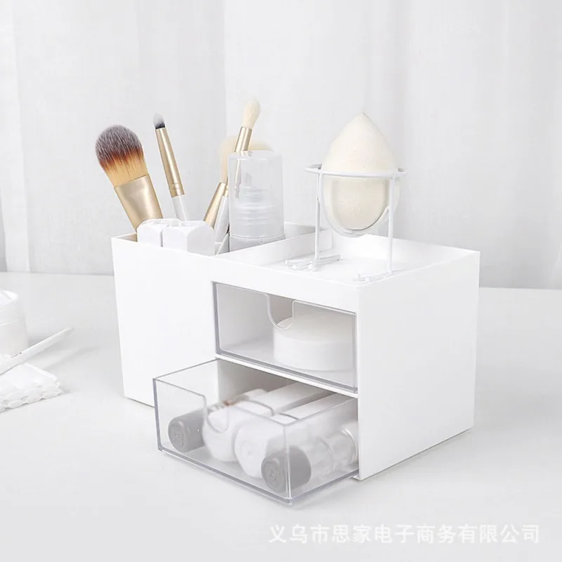 

Desktop Makeup Organizer Drawers Plastic Makeup Brush Holder Organizer Cosmetic Storage Box Jewelry Container Small Make Up Case