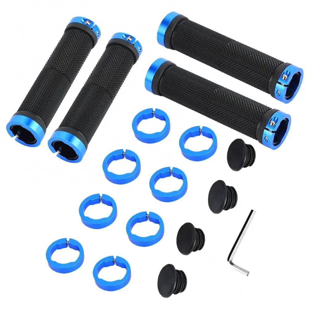 

2 пары велосипедных ручек, эргономичные Нескользящие ручки с двойным замком и 2 заглушками для горного и дорожного электромобиля