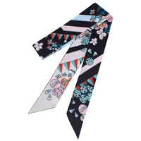 120cm new lengthened small floral scarf women in summer handbag ribbon fashion lady simulation silk scarf bandana headband m