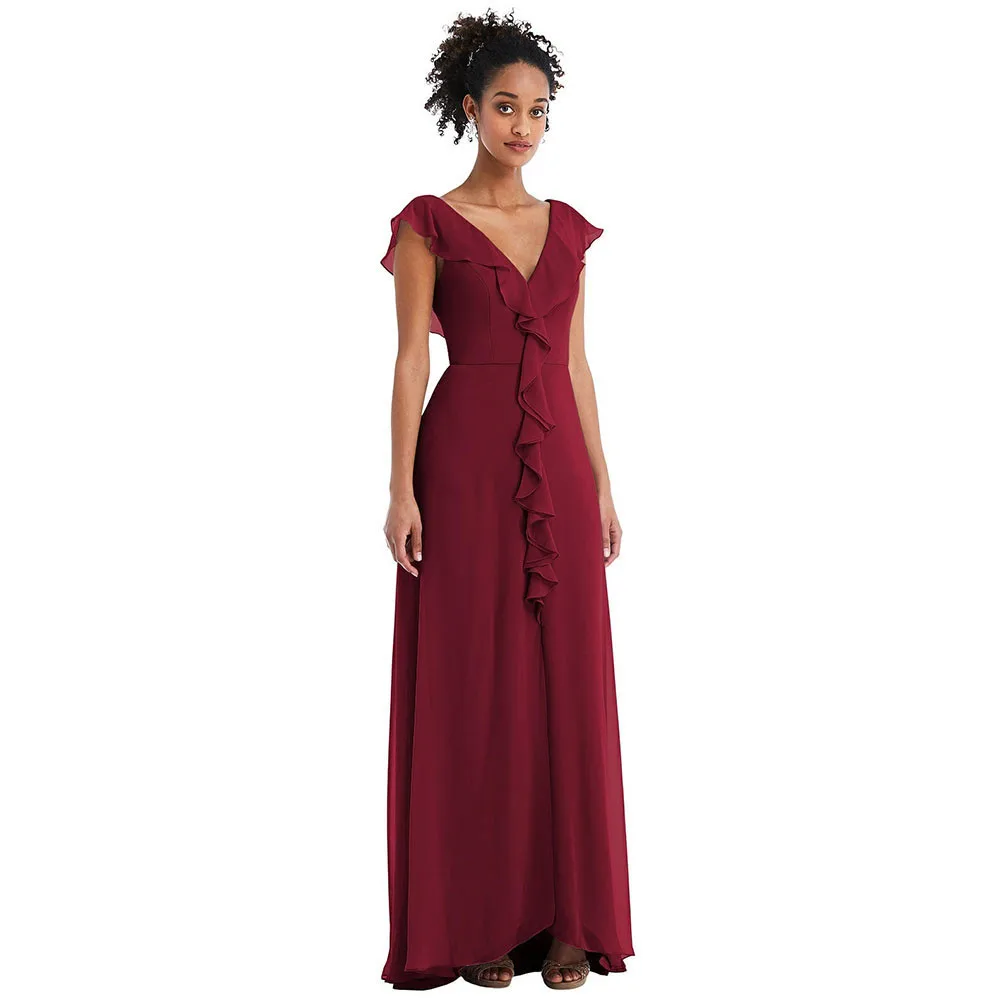Burgundy Chiffon Long Bridesmaid Dresses V-Neck Ruched Wedding Party Prom Gowns Custom Floor Length Formal vestidos de fiesta
Burgundy Chiffon Long Bridesmaid Dresses V-Neck Ruched Wedding Party Prom Gowns Custom Floor Length Formal vestidos de fiesta