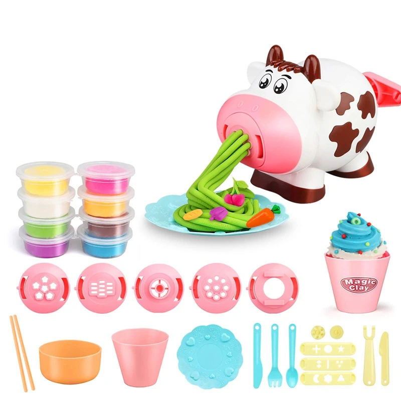 

28Pcs Playdough Sets Play Dough Tools Kitchen Creations Noodle Toy Playset and Ice Cream Maker Machine Play Dough Kit