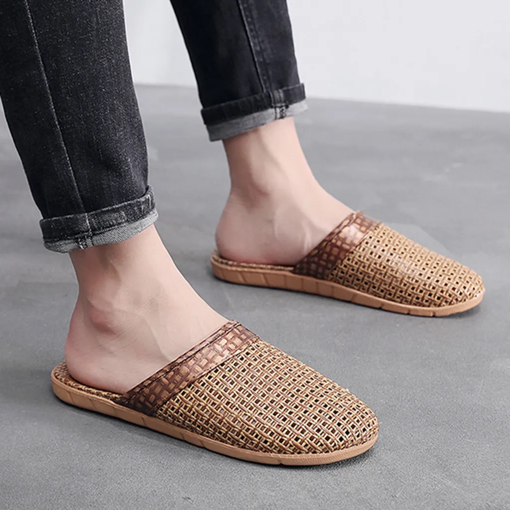 Мужские тапочки льняные Новые Летние повседневные шлепанцы льняная домашняя