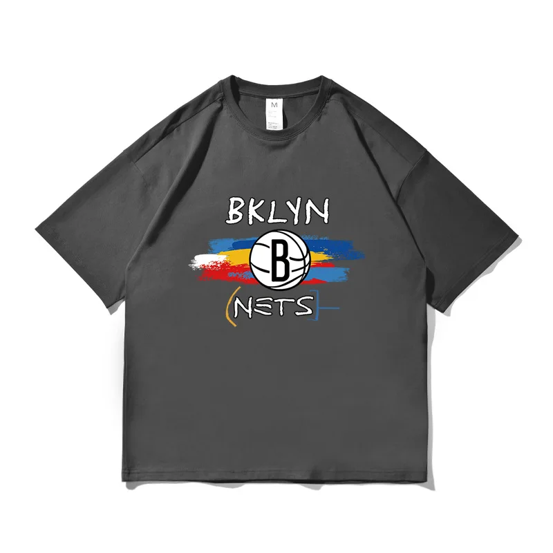 

Summer New Men's Retro Basketball Graffiti Printed Cotton Short-sleeved T-shirt Loose Oversize Trend Fashion Outdoor Fitness