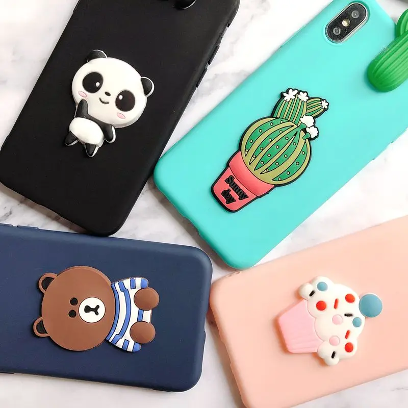 Чехол для iPhone X 5 5s se 2020 силиконовый чехол с 3D пандой КАКТУСОМ Funda 11 6S 7 8 Plus XR XS Max