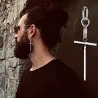 Мужские Круглые длинные поперечные прямоугольные серьги из нержавеющей стали сережки-палочки унисекс ювелирные изделия