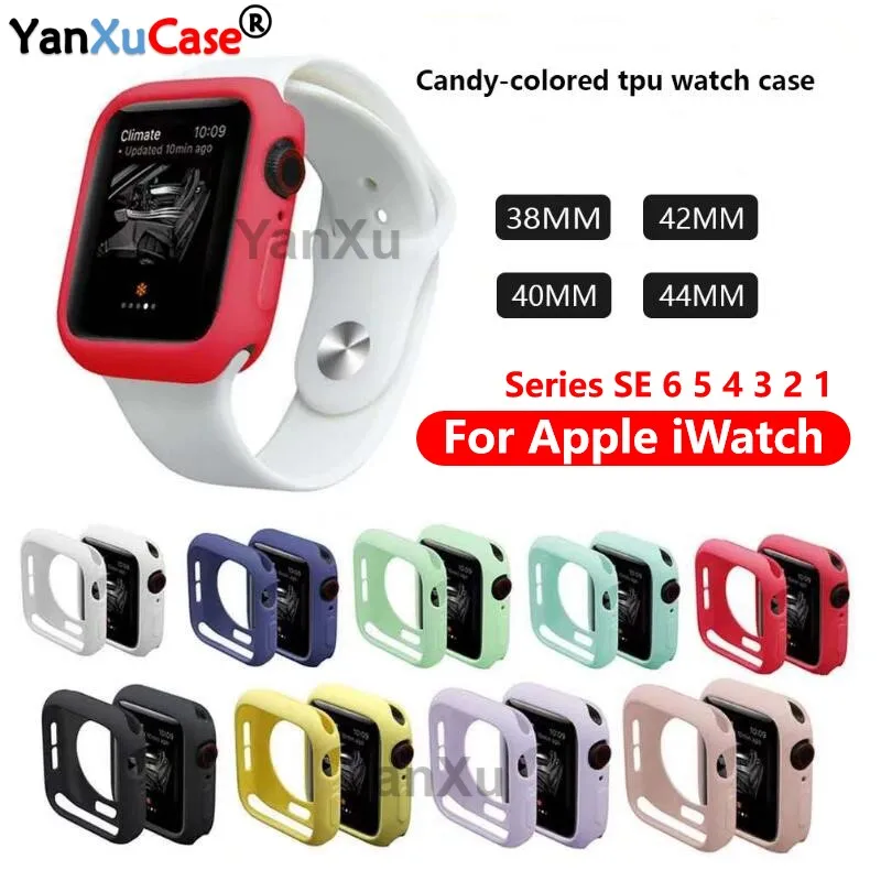 Мягкий силиконовый чехол YanXu для Apple Watch 6 SE 5 4 40 мм 44 защитный iWatch 3 2 1 42 38 бампер