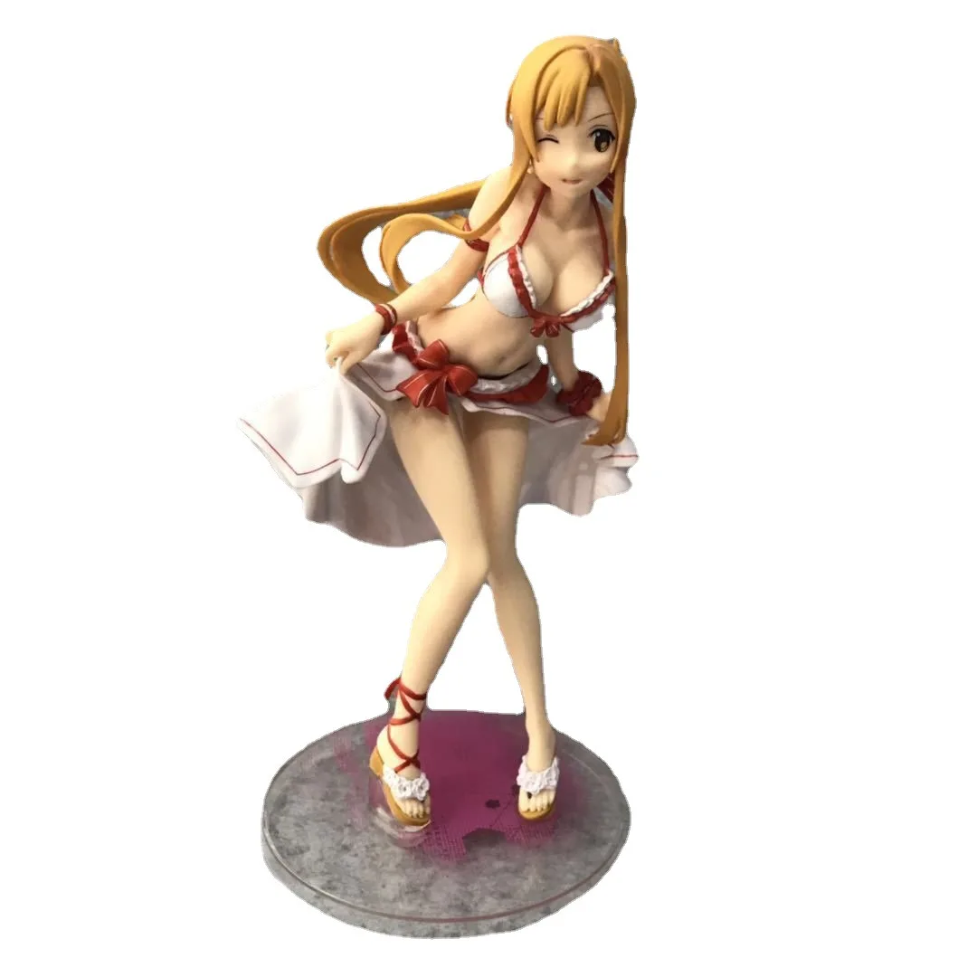 

22cm Kawaii SAO Yuuki Asuna Swimsuit Japan Anime Action Figure PVC Toy Cute Sword Art Online Sexy Doll Room Decor Gift for Boys