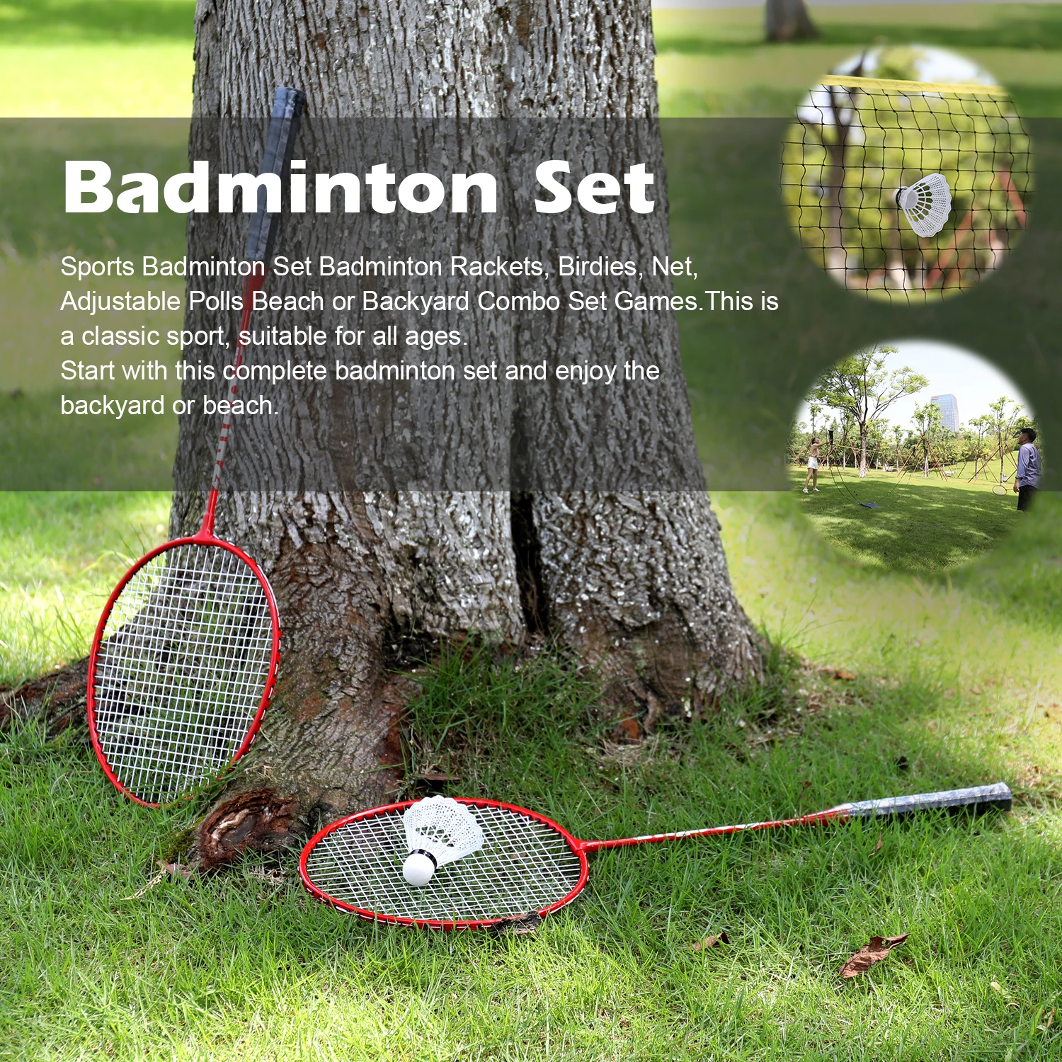 Sports Badminton Set Rackets Birdies Net Adjustable Polls Beach or Backyard Combo Games | Спорт и развлечения