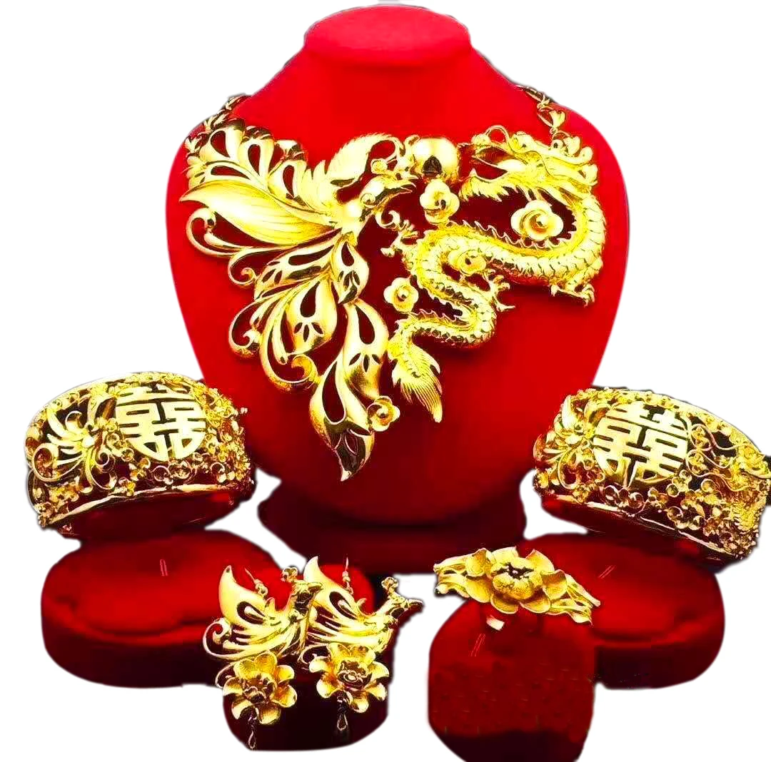 Ювелирные наборы Yulaili в китайском стиле свадебные ювелирные изделия золотого