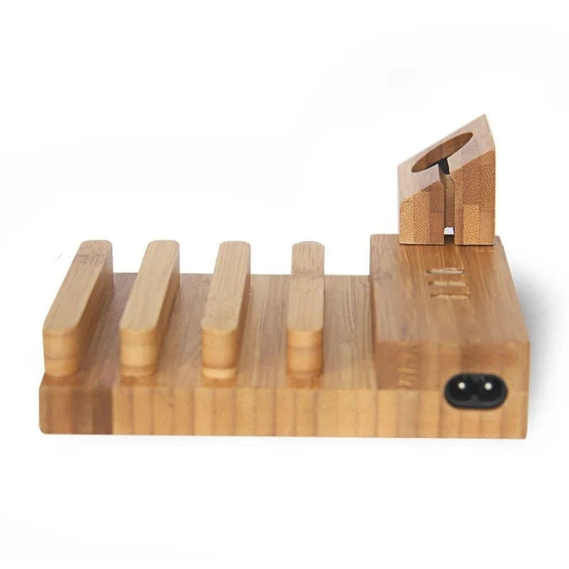 

Explosive Creative Intelligent Watch Tablet Phone Universal Bamboo and Wood Multi-port 3 USB Port Charging Mobile Phone Holder