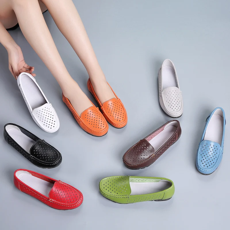 Туфли PEIPAH женские из натуральной кожи повседневные Мокасины без застежки лоферы