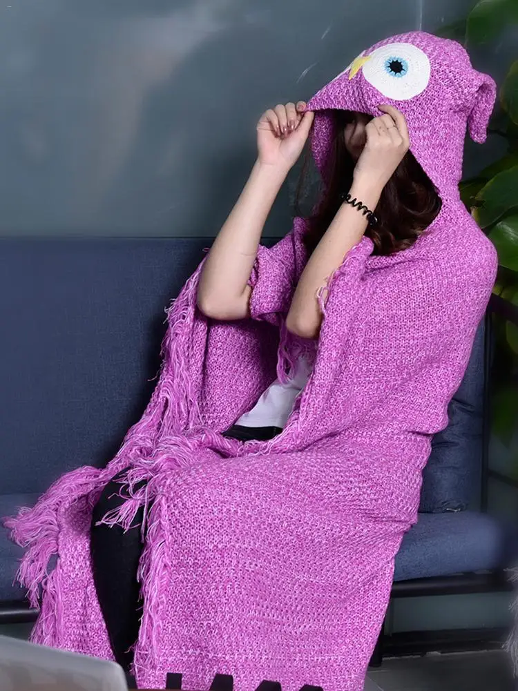 Милое вязаное шерстяное одеяло в виде головы совы стильное пончо новинка для