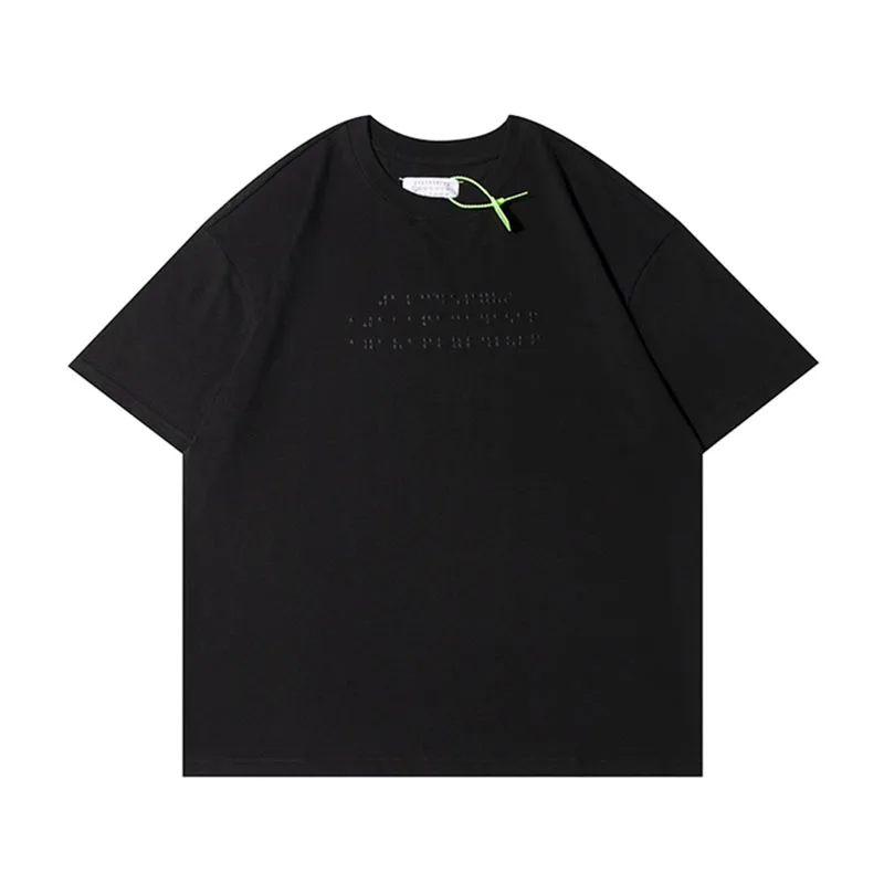 

Summer Top Quality MM6 Pure Color Embroider T-shirt Men Women Couple Cotton T Shirt Hip Hop High Street Oversize Casual Tee