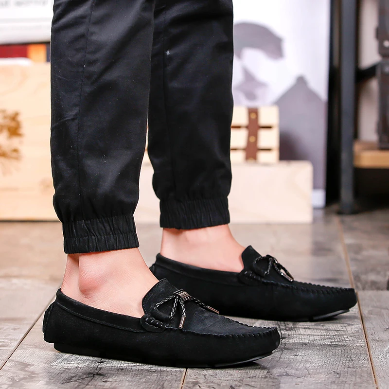 

Men's Peas Shoes 38-44 Head Leather Soft Anti-slip Rubber Loafers Shoes Man Casual Leather Shoes Business Flats Driving Shoes %