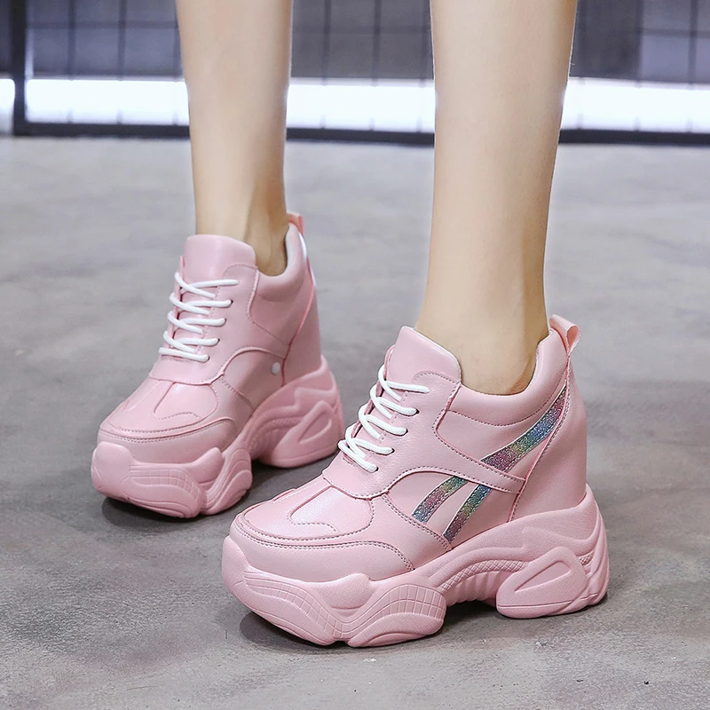 

Breathable Platform shoes Lace up Heightening shoes women's Travel shoes wedges casual sneakers high heel shoes chaussures femme