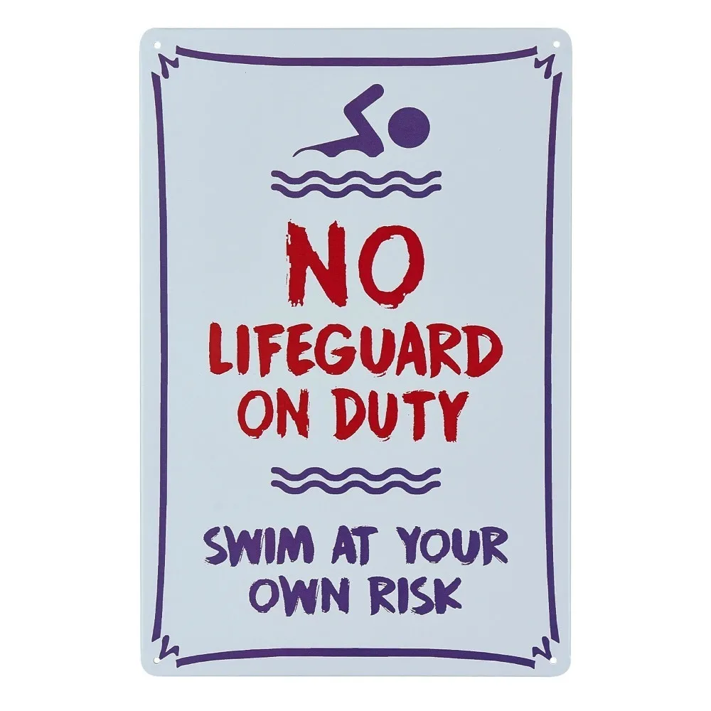 

No Lifeguard On Duty Sign, Pool Sign 8x12 Rust Free Metal UV Printed, Easy to Mount