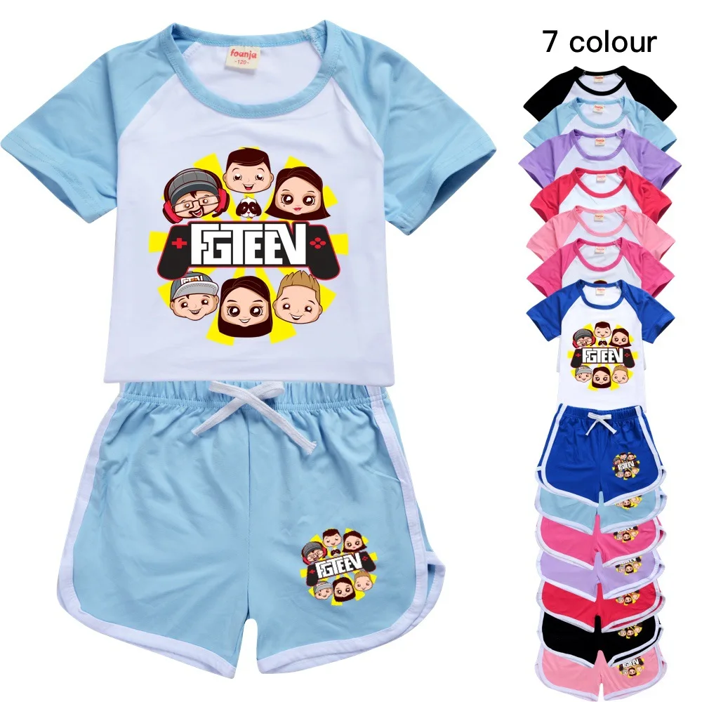 FGTEEV Costumes for Kids Clothing for Girls Thanksgiving Outfits for Girl Boy Summer T Shirt Shorts Sports Suit Teenage Tops Set
