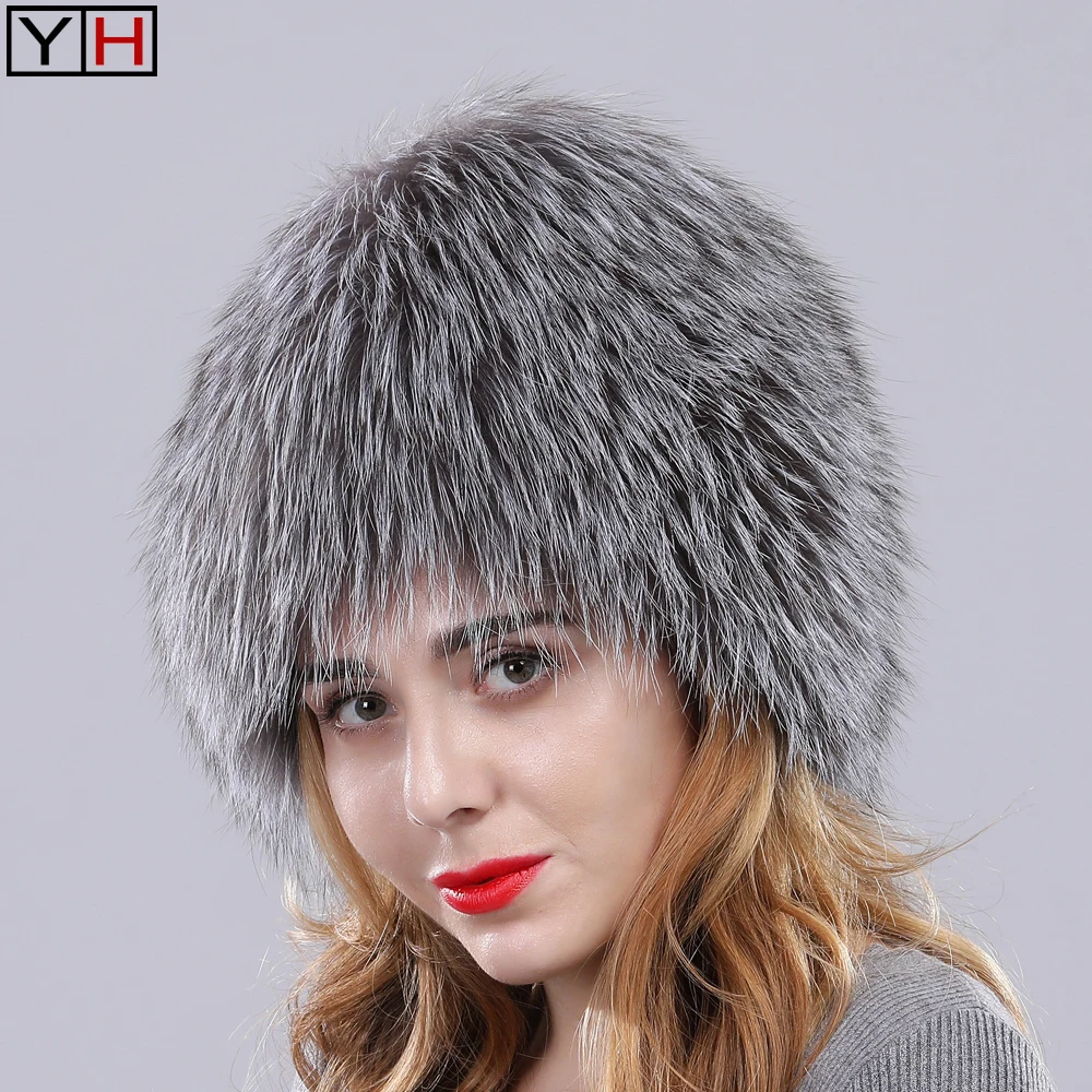 2019 Новое поступление женские натурального меха лисы шляпа уличной моды 100%