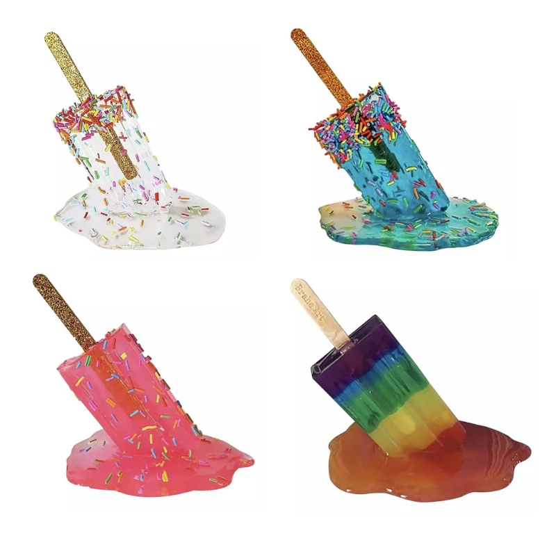 

Melting Popsicle Sculpture Resin Desktop Statue Pop Art Sculpture Home Decor for Living Room Bedroom Office Decoration G2AB