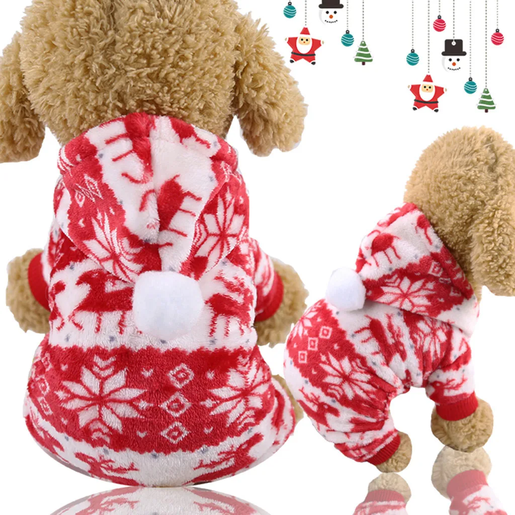 Зимний комбинезон для собак Dog Coat Pet Cat Christmas Snowflake Winter Warm - теплая одежда для собак в виде спортивного костюма.