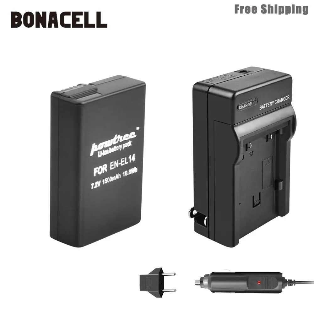 Bonacell 1500 мА/ч, EN-EL14 EN-EL14a ENEL14 EL14 Батарея+ Зарядное устройство для Nikon P7800, P7700, P7100, P7000, D5500, D5300, D5200, D3200 L50 - Цвет: 1XBatteryCharger