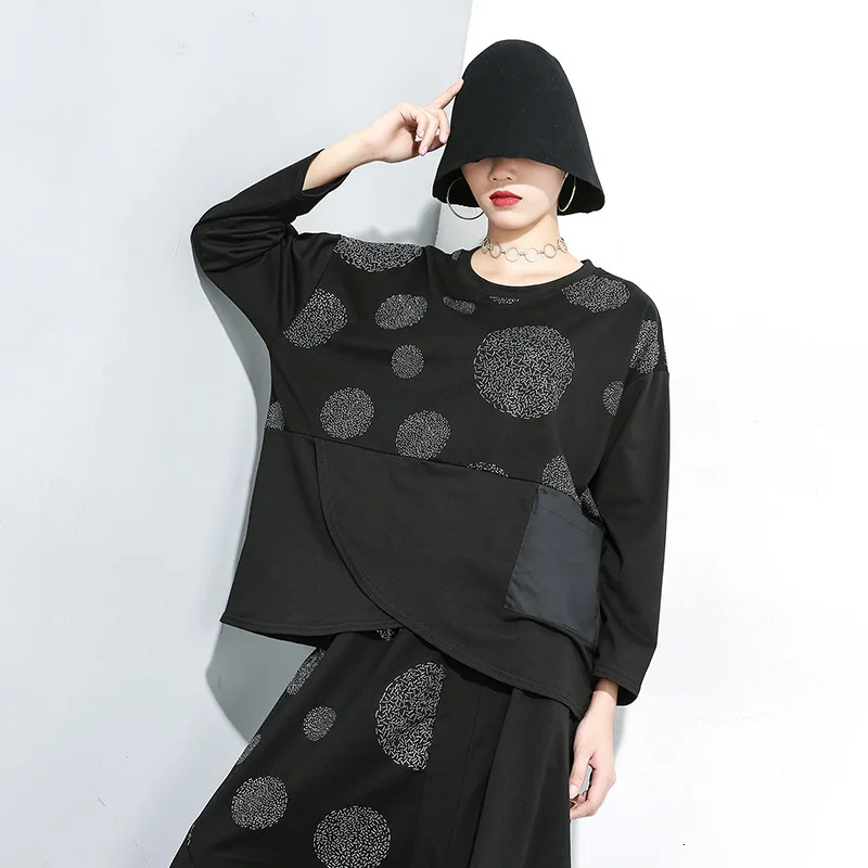 LANMREM 2020 новый модный Одноцветный пуловер с круглым вырезом и неровным узором в