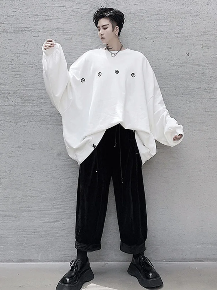 

Men Black Velvet Loose Casual Ankle-length Wide Leg Pant Male Women Streetwear Hip Hop Autumn Winter Thicken Harem Pants