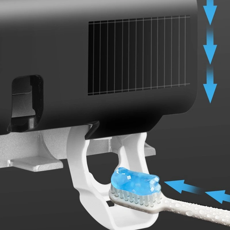 

UV Toothbrush Holder,Solar Powered Wall Mounted Toothpaste Dispenser with Sterilizer-Function,Toothbrush Organizer