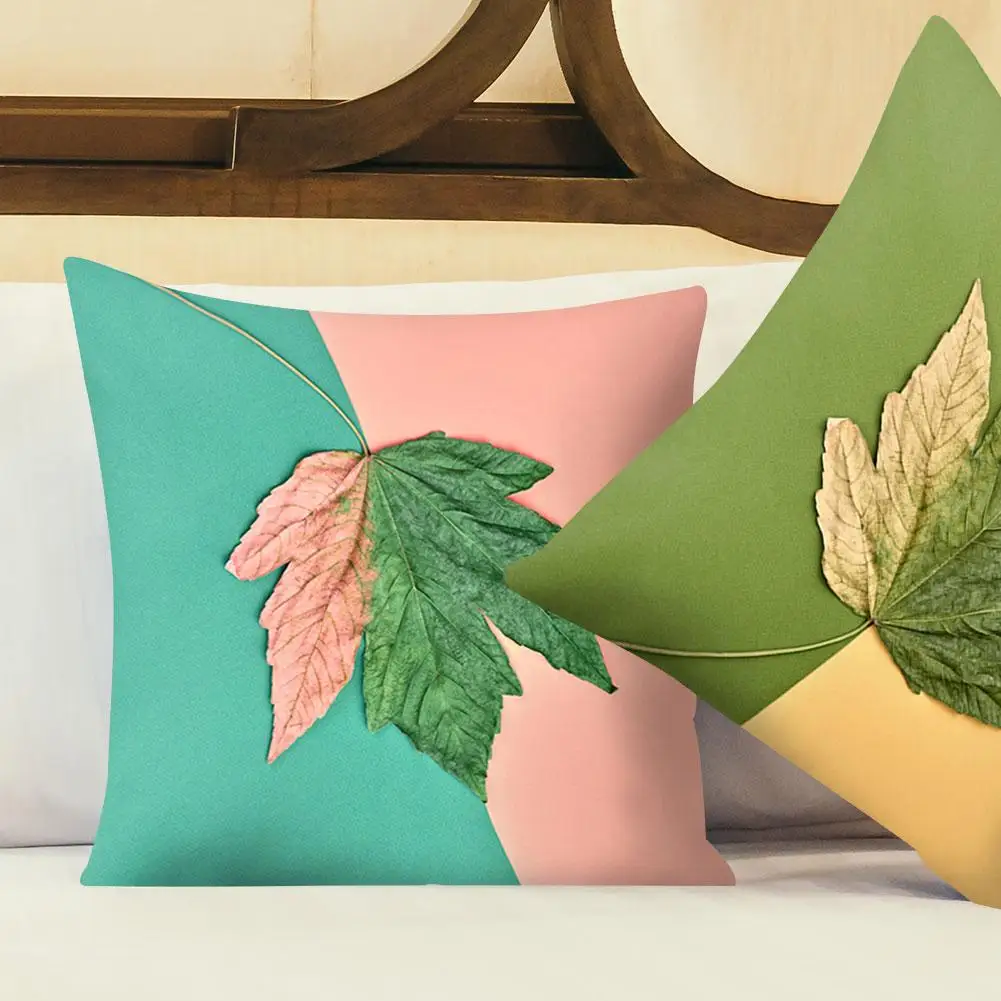 

Наволочка для подушки с изображением кленовых листьев, дом, автомобиль, диван, Декор, кленовые листья, милый узор, домашний декор