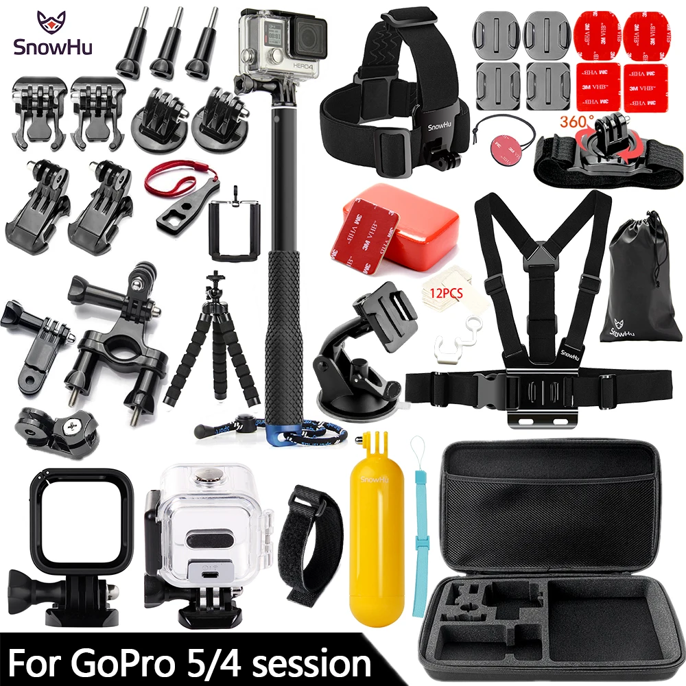 SnowHu для Gopro Hero 5/4 Session набор аксессуаров Tripod3 Way Monopod Go pro 4/5 аксессуары 4S GS70 |