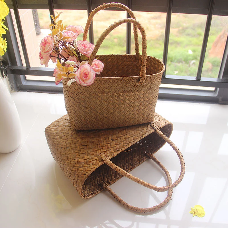 Seaweeds Woven Basket Flower Garden Succulent Bag Crafts Storage FBS889 | Дом и сад