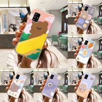 cute cartoon bear phone case for iphone 13 12 11 mini pro xr xs max 7 8 plus x matte transparent back cover