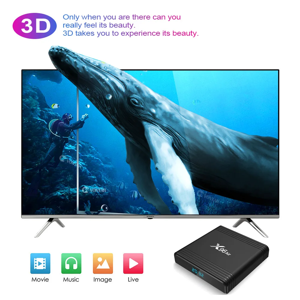 VONTAR X96 Air 8K Amlogic S905X3 Smart tv BOX Android 9,0 2,4G Wifi 1080P 4K Youtube X96Air телеприставка 4 Гб 64 Гб 32 Гб 2 Гб 16 Гб