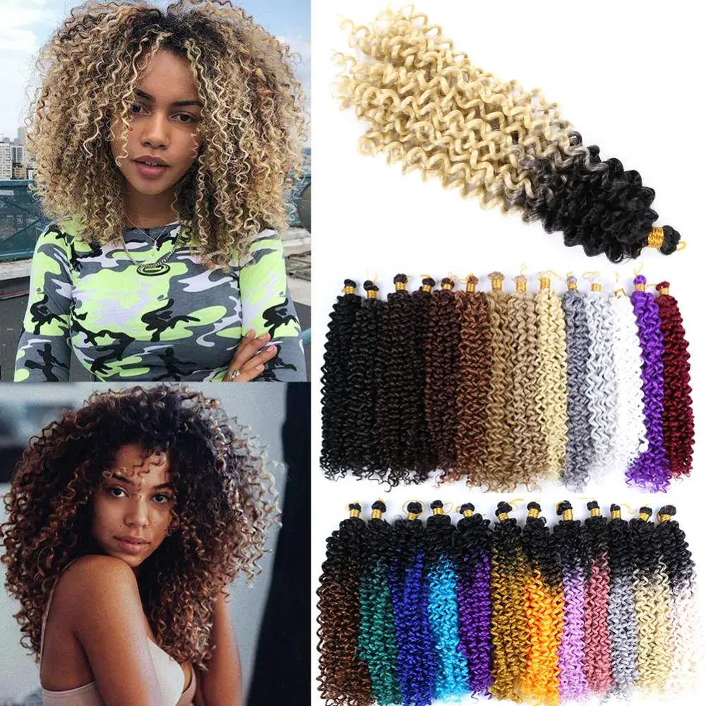 

Belle Show Afro Kinky Curly Twist Hair Bulk 14" Water Wave Crochet Hair Blonde Grey Synthetic Braiding Hair Freetress Bohemian