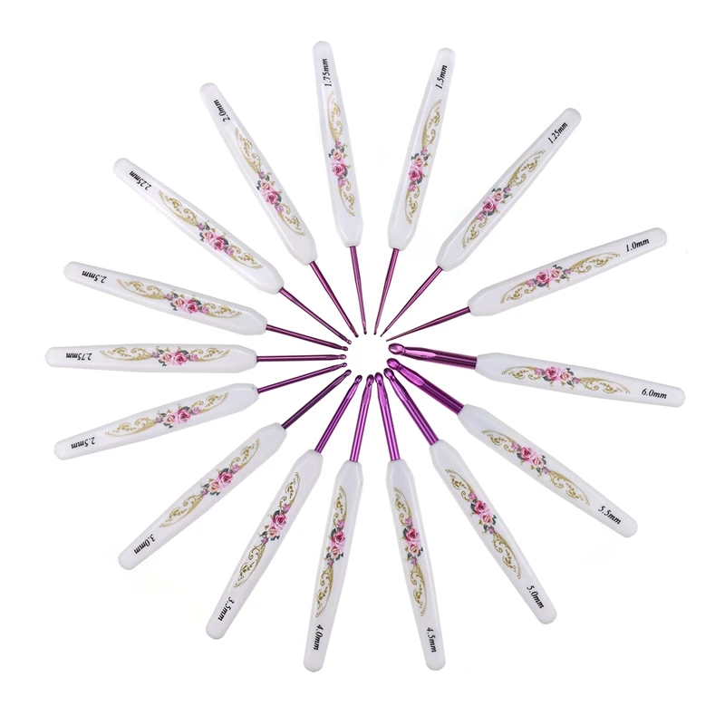 

Mix Sizes 1.0-6.0mm Crochet Hook Set Aluminum Crochet Needles with Sweater Yarn Weave Knitting Hook Sewing Needles